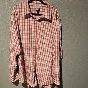 Lands' End Men's Casual Orange Plaid Shirt